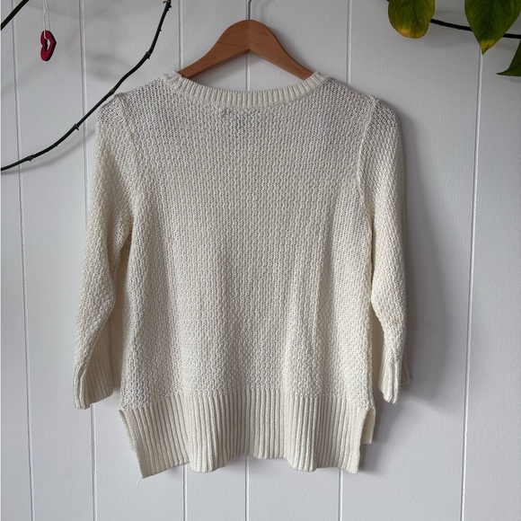Lauren Ralph Lauren Petite Cream Knit Crew Neck Sweater | Size Medium - Picture 4 of 6